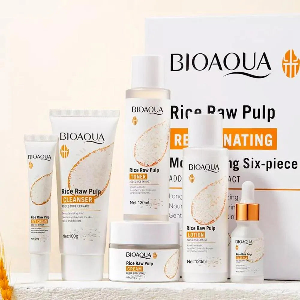Kit x6 aclarador de piel a base de arroz BIOAQUA para Hidratación y Rejuvenecimiento