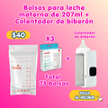 Bolsas para leche materna de  207ml/7oz + calentador de biberón