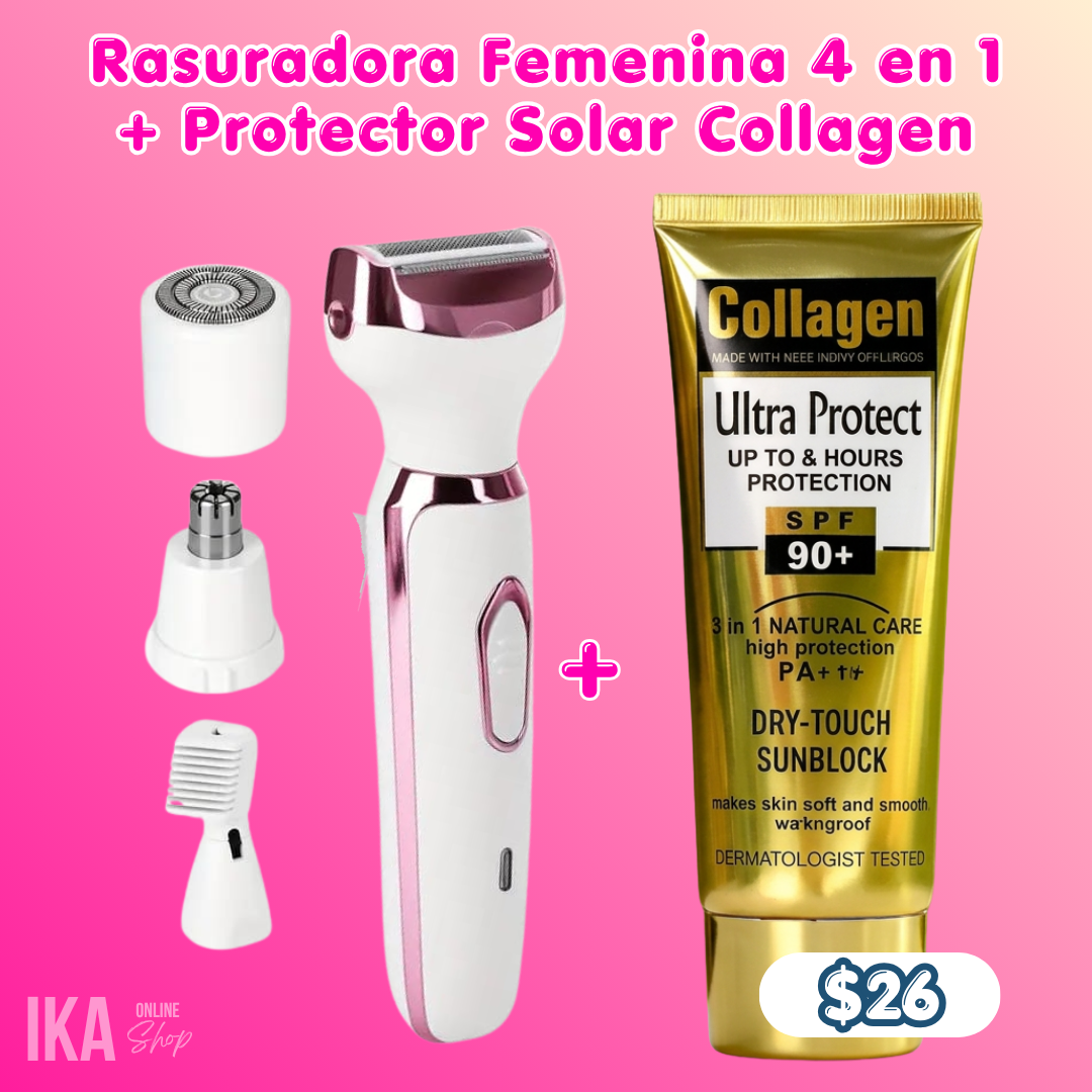 Rasuradora Femenina 4 en 1 + Protector Collagen de 100ml