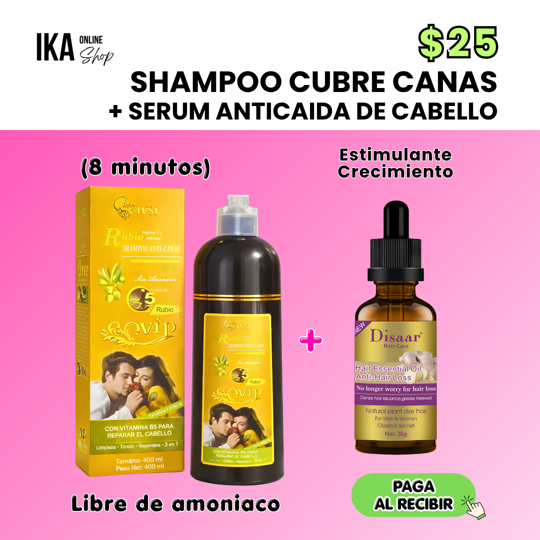 Shampoo Cubre Canas + Serum Anticaída de cabello