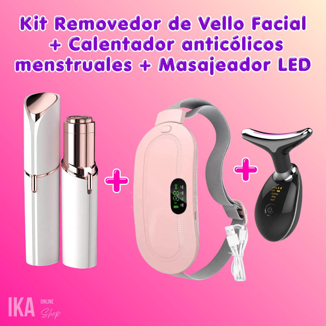 Cinturón anticólicos menstruales +Masajeador LED + Depilador facial