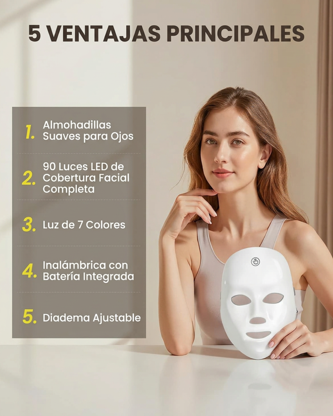 Máscara Facial Led y Cepillo Alisador